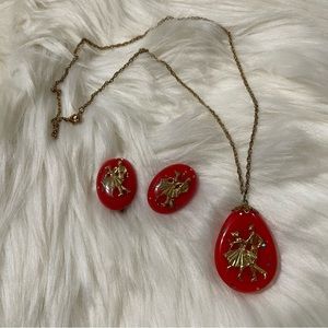 ✨Retro Vintage Inspired Red Resin Charm Jewelry Set
